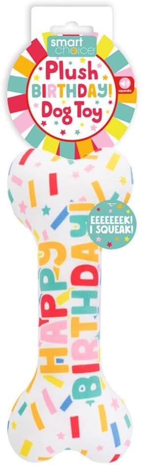 Squeaky Plush Birthday Bone Toy