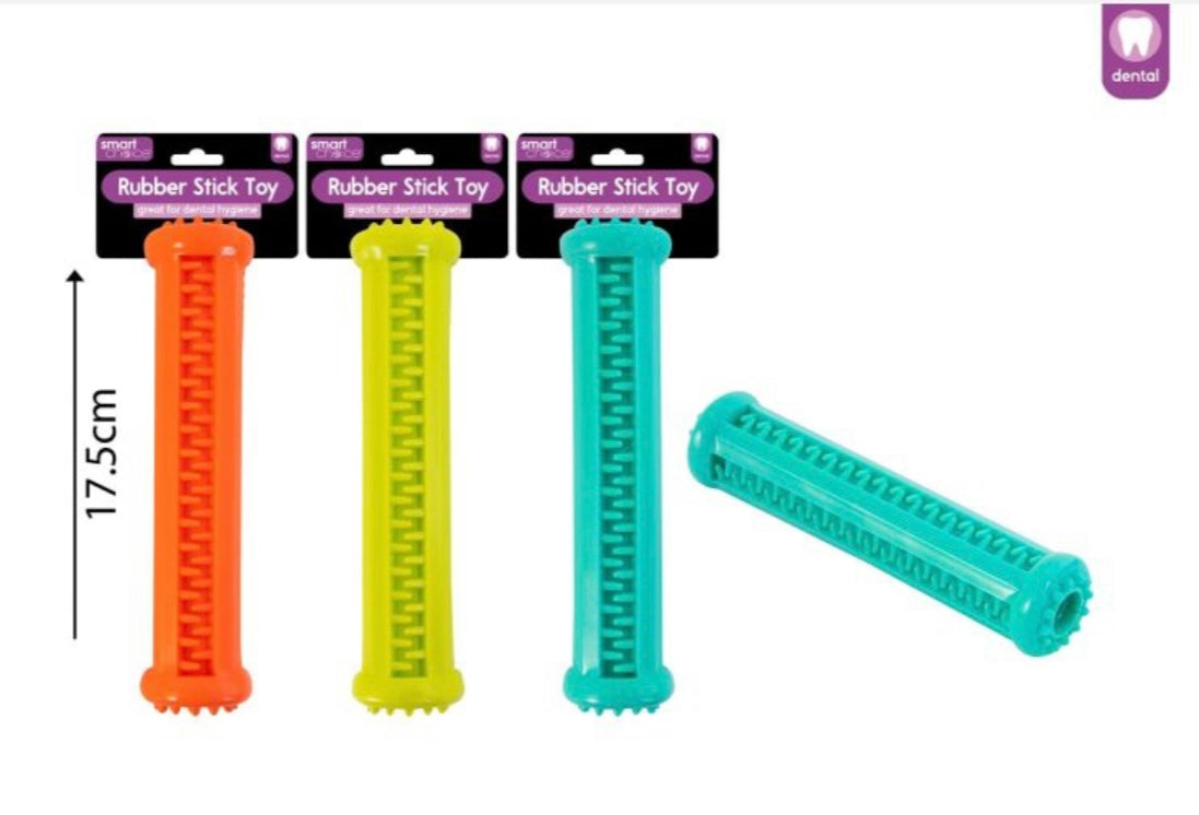 Rubber treat stick toy